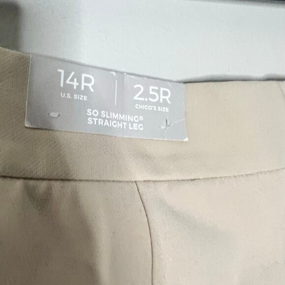 CHICO'S SO SLIMMING STRAIGHT LEG TAN PANTS SIZE 2.5R 14R - Picture 7 of 9